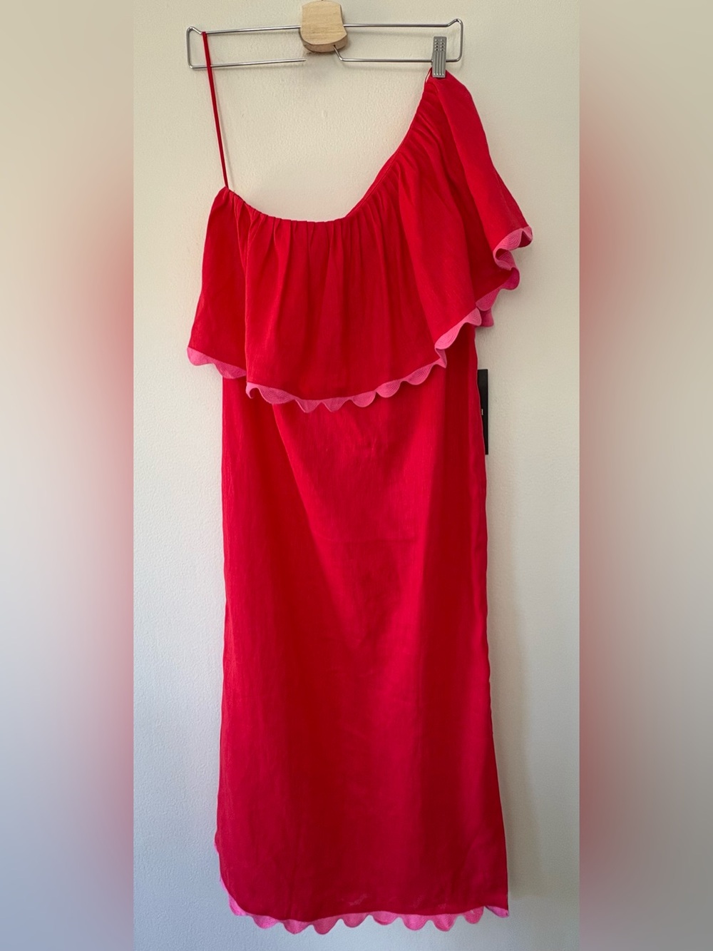 Tuckernuck Hibiscus One Shoulder Linen Dress NWT Medium Ruffle